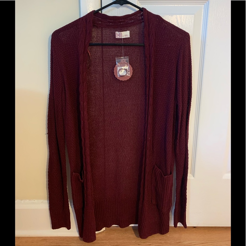 Maroon tight knit Cardigan by SO